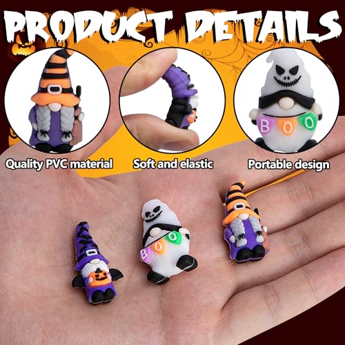 Watayo 30 Pcs Halloween Mini Gnome Ornaments, Halloween Decoration Miniature Gnomes Figurines, Pumpkin Ghost Gnomes Tiny Statue Figurines for Party Gifts Home Table Garden Landscape Decor