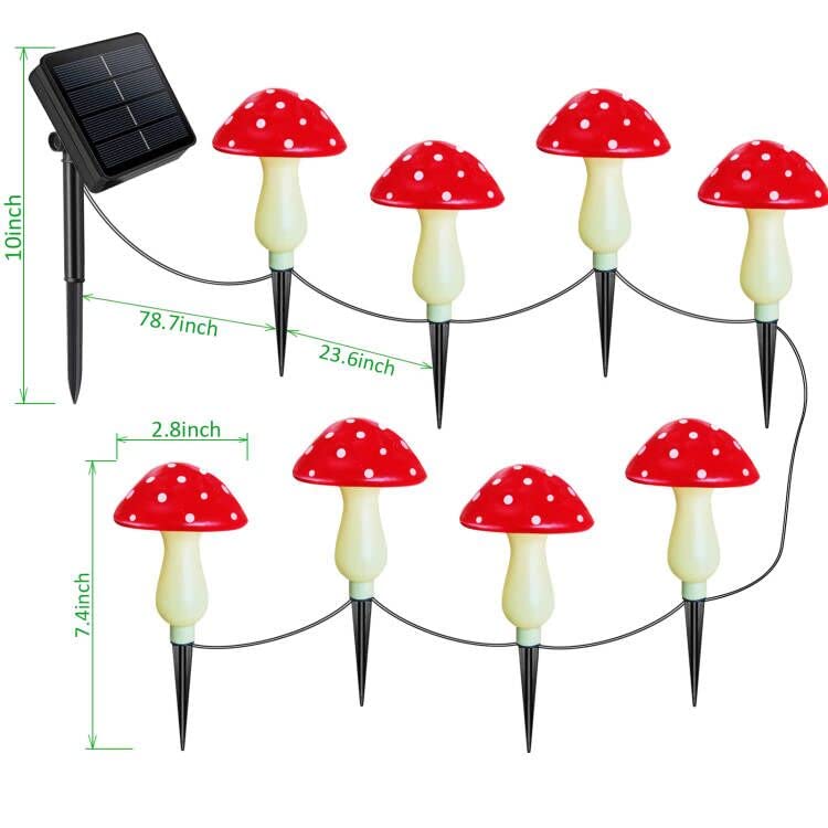 Homeleo 8 Pack Red Mushroom Solar Lights for Outdoor Garden Decor, Waterproof Solar Powered Fairy Ornaments for Yard Fence Lawn Pathway Landscape Lighting Thanksgiving Halloween Christmas Decorations