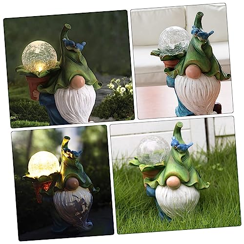 Toyvian 1PC Solar Energy Resin Old Man Decorative Lamp Unique Garden Decor Soft Lighting for Home Party present for Festivals and Holidays