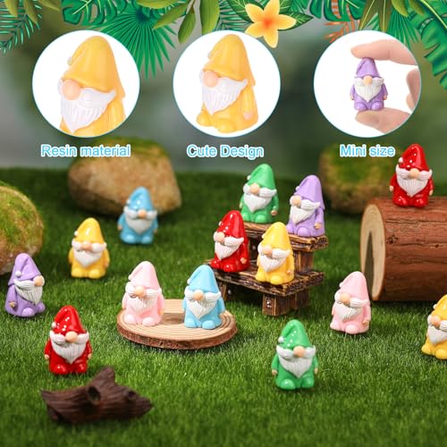 GGSTDDUP 60 Pcs Mini Gnomes, Mini Resin Gnomes Statues, Tiny Figures Miniature Gnome Figurines, Cute Garden Dwarf Fairy Gifts Statues Decor for Landscapes Outdoor Patio Yards Lawn