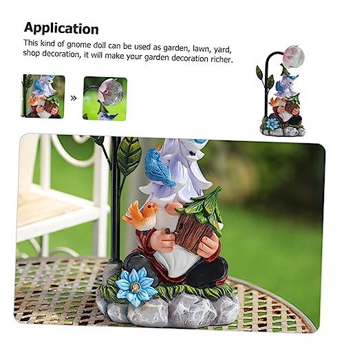 Toyvian Garden Gnome Figurine Solar Powered Resin Night Light Decorative Gnome Statue for Outdoor Lawn Garden and Desktop Decor Charming Glowing