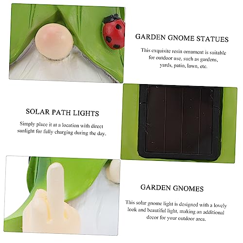 Happyyami Solar Garden Ornaments Garden Gnome Statue Solar Path Lights Outdoor Decor