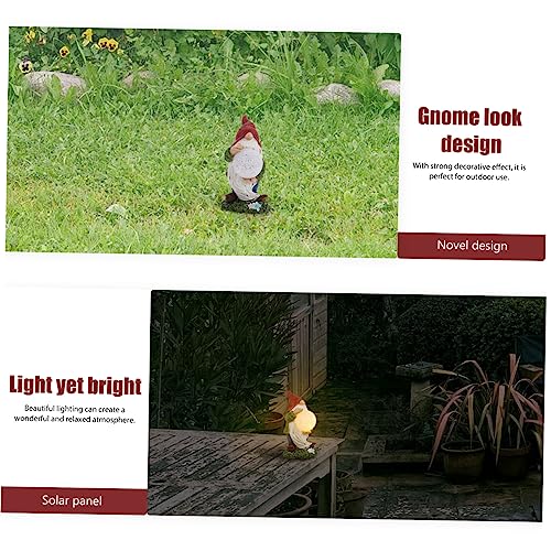 Happyyami 1pc Delicate Solar Gnome Light Charming Gnome Figurine for Garden Solar-powered Outdoor Illumination Create Romantic Atmosphere Your