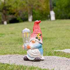 shumi Garden Gnomes Solar Outdoor Figurine Lights,Solar Garden Decorations Gnome Figurine for Patio Yard Backyard Lawn