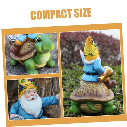 Happyyami Cartoon Solar Gnome Lamp Ornament Solar-Powered Resin Garden Decor for Outdoor Use and Weather-Resistant Unique Decoration for Home and Lawn