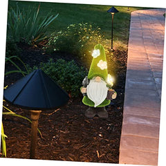 Happyyami Christmas Garden Gnome Lamp Resin Gnome Figurine Outdoor Solar Light Decor for Garden and Patio Festive Holiday Ornament for Family and Friends