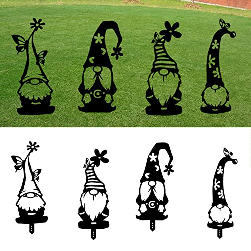 Exquisite Garden Stake Outdoor Sculpture 4 Pieces Decorative Gnomes Ornament Neighbors Garden Gnomes For Outside Large Hollow Out