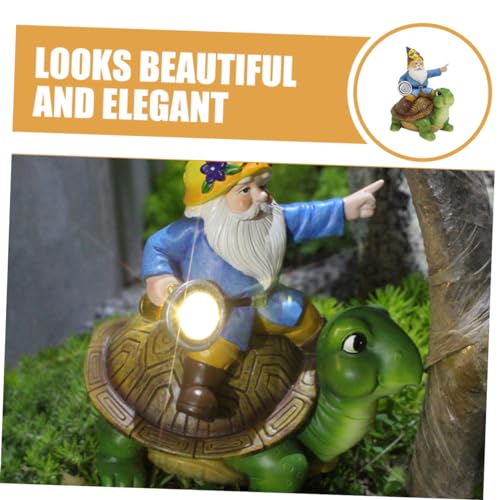 Happyyami Cartoon Solar Gnome Lamp Ornament Solar-Powered Resin Garden Decor for Outdoor Use and Weather-Resistant Unique Decoration for Home and Lawn