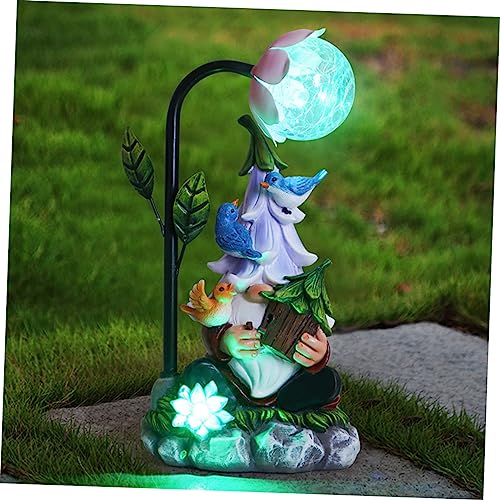 Toyvian Garden Gnome Figurine Solar Powered Resin Night Light Decorative Gnome Statue for Outdoor Lawn Garden and Desktop Decor Charming Glowing