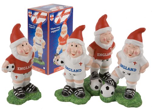 Toyland® Pack Of 4-6" England Garden Gnomes - Euros & World Cup - Garden Accessories - Novelty Garden Gnomes.