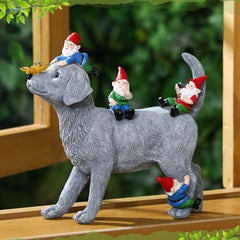 Chunful Dog and Gnome Garden Statues for Outside Decor with Butterfly Funny Yard Decorations Home Outdoor Patio Lawn Ornaments Housewarming Gifts for Women Mom Grandma, 10.63 x 10.63 x 2.76 Inches