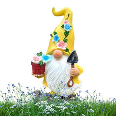 kivrimlarv Solar Gnomes Garden Decor, Outdoor Gnome Figurines, Weather Resistant Ornament, Soft Glowing Light Durabled Design Ideal for Porch, Backyard and Garden, 10.63x5.12x5.91 Inches