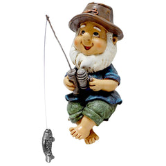 Caffney Fishing Gnome Garden Gnome Statue Naughty Gnome Garden Figurine Dwarf Sculpture Resin Ornament for Lawn Yard Balcony Porch Patio Home Indoor Outdoor Decorations