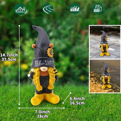 Bee Gnome Ornaments, Garden Sculptures, Spring Bee Figurines, Decorative Yard Statues with Whimsical Design, Ideal for Patio, Lawn, Outdoor Decoration, 14.76x7.68x6.89 inches