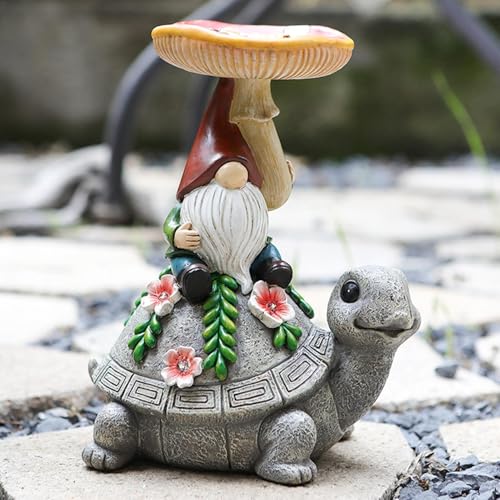 Garden Turtle Sculpture, Outdoor Lawn Ornament, Solar Turtle Decor, Solar Resin Figurine, Decorative Garden Light, Solar Turtle Feeder, Solar Powered Gnome, Outdoor Yard Decor, Turtle Statue Feeder, S