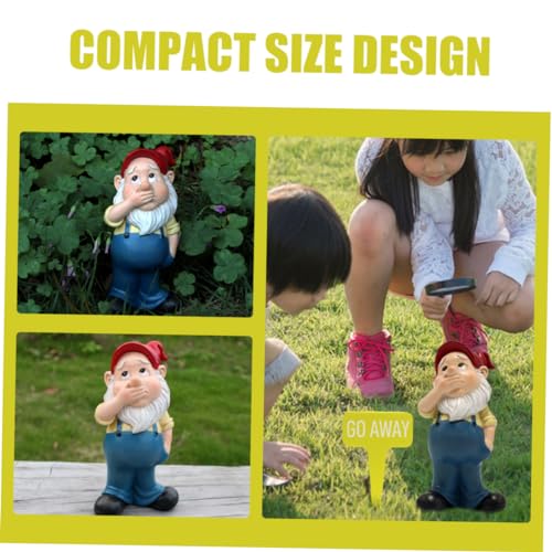 Happyyami 1set Garden Gnome Figurine Funny Resin Dwarf Statues for Outdoor Decoration Adorable Garden Supplies for Lawn and Patio Creative Landscape Art Decor