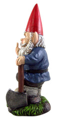 DWK Small Angry Garden Gnome with Shovel Figurine, 9 Inches