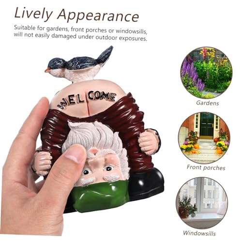 Cabilock 2pcs Funny Garden Gnomes Statues Resin Welcome Decorations for Home Cute Inverted Gnome Figurines for Outdoor Patio Unique Idea