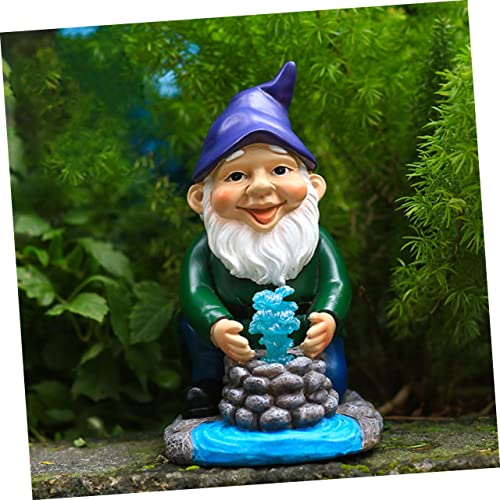 Happyyami Garden Dwarf Solar Light Weatherproof Resin Gnome Statue for Outdoor Decor Garden Ornament Unique