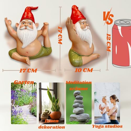 synxzen Funny Yoga Garden Gnome - 17 cm Garden Gnome Decoration, Meditation Gnome Figure for Indoor and Outdoor Use, Unique Gift for Women, Men, Garden Lovers & Yoga Enthusiasts