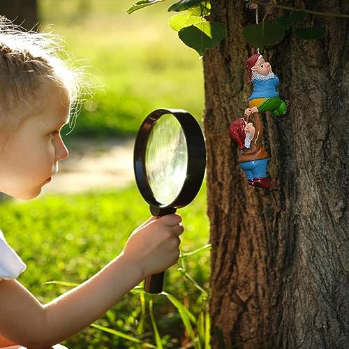 Tixqeaif Naughty Climbing Rope Fairy Garden Gnomes Statue, Resin Garden Gnome Tree Hugger Outdoor Decor Accessories For Lawn Balcony