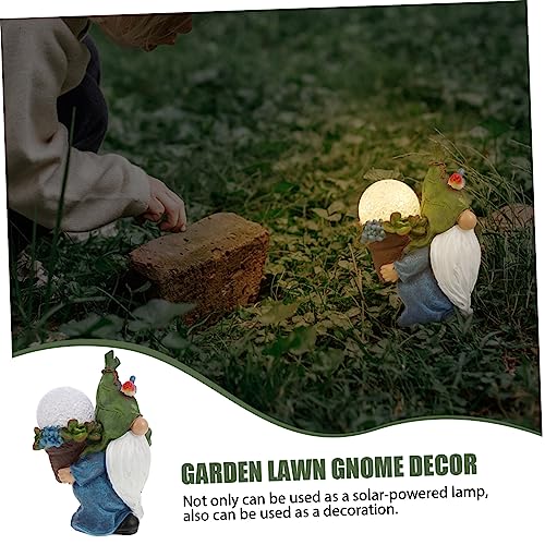 Happyyami Solar Garden Lights Resin Gnome Decor Outdoor Landscape Gnome Fairy Garden Accessories for Driveways Lawns