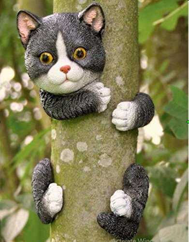 Garden Mile® Cat Animal Tree Peeker Novelty Garden Ornaments Tree Decoration Sculpture Statues Home Decor