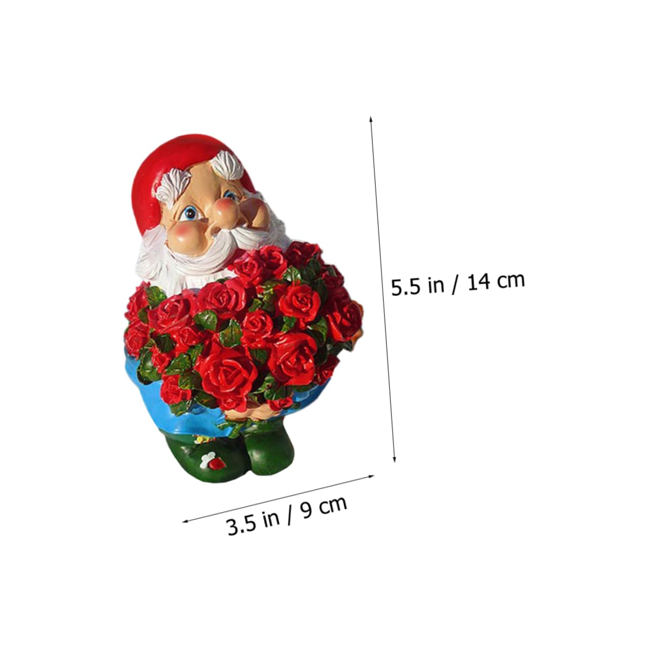 Cabilock 1pc Cute Resin Garden Gnome Holding Rose Charming Outdoor Decor for Garden Patio Lawn for Family and Friends