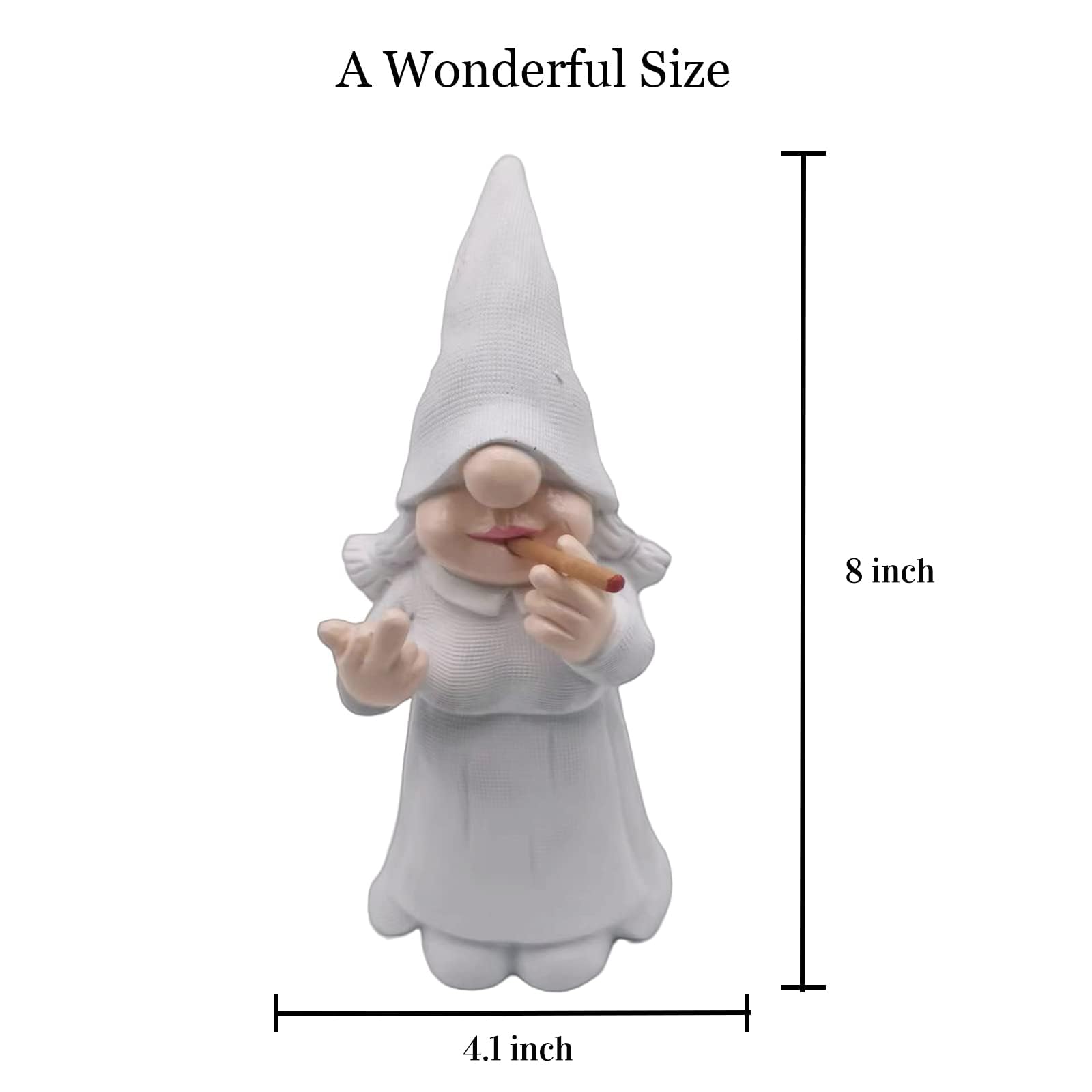 MINICAR 8'' H Funny Middle Finger Lady Gnomes Statues Outdoor Decor, Naughty Smoking Sculptures Garden Yard Patio Decorations, Paintable Unique Gifts
