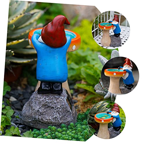 Happyyami Garden Gnome Solar Light Statue Charming Outdoor Decor for Garden Lawn and Patio Resin Gnome Figurine Led Light for Glow at Night