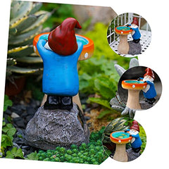 Happyyami Garden Gnome Solar Light Statue Charming Outdoor Decor for Garden Lawn and Patio Resin Gnome Figurine Led Light for Glow at Night