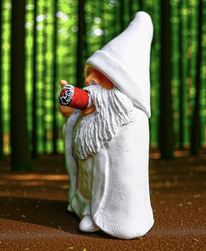 Middle Finger Decor Statue, 5.9in Naughty Smoking Wizard Dwarf- Funny Garden Gnomes Outdoor Decorations for Lawn Patio Yard Home Decor Easter Halloween