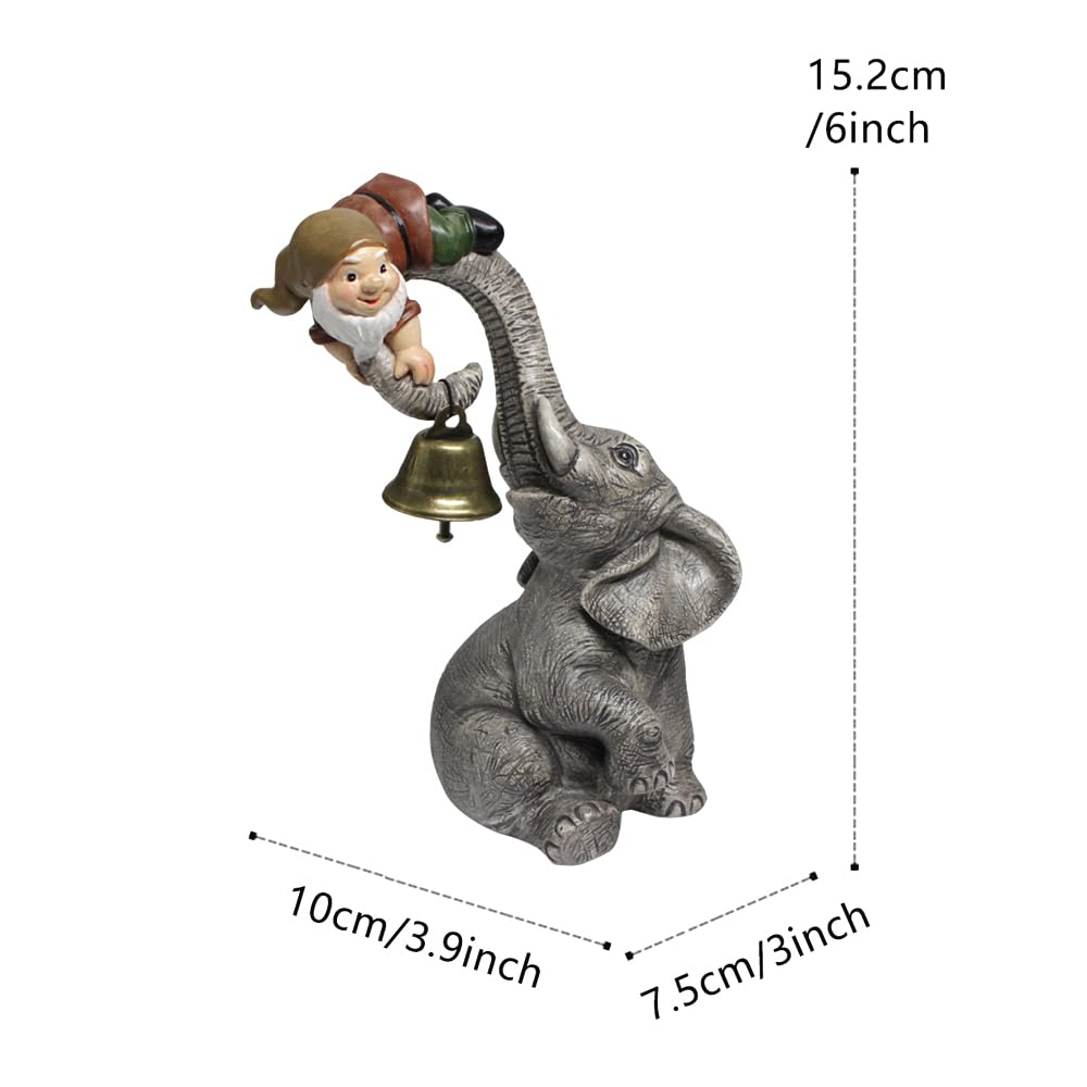 Meyas Garden Statues Garden Sculptures Garden Decoration Figures Desktop Ornament Figures Statues Elves Elephant Landscape Sculpture Decoration Gnome Elephant Bell Resin Statues Yard Balcony