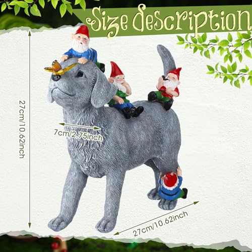 Chunful Dog and Gnome Garden Statues for Outside Decor with Butterfly Funny Yard Decorations Home Outdoor Patio Lawn Ornaments Housewarming Gifts for Women Mom Grandma, 10.63 x 10.63 x 2.76 Inches
