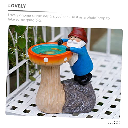 Toyvian Cartoon Solar Garden Gnome Figurine Funny Resin Craft Ornament with LED Light Outdoor Decorative Statue for Lawn and Patio Unique Solar Powered Garden Decor