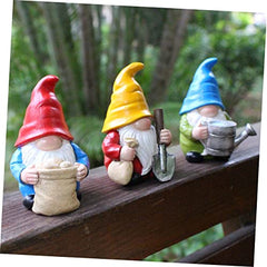 Happyyami 3pcs Resin Garden Gnome Statues Outdoor Fairy Garden Accessories for Yard Decor