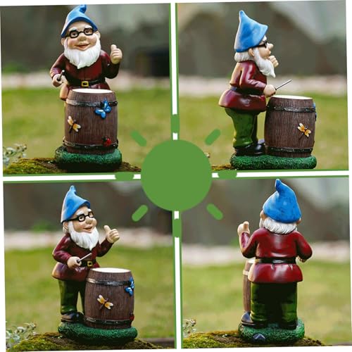Csafyrt Garden Gnomes Drum Playing Funny Garden Gnomes Luminous Vivid Resin Gnome Gifts Cute Vibrant 9.25in Gnome Decor for Yard Garden Outdoor
