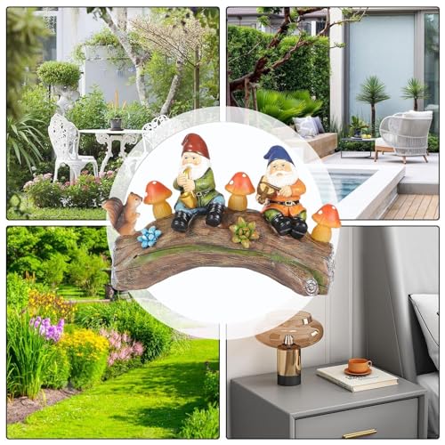 Solar Gnomes Decor for Outside - Solar Light-Up Garden Sculptures,Resin Squirrel Gnomes Figurine, Decorations with Solar Outdoor Lights for Holiday Housewarming