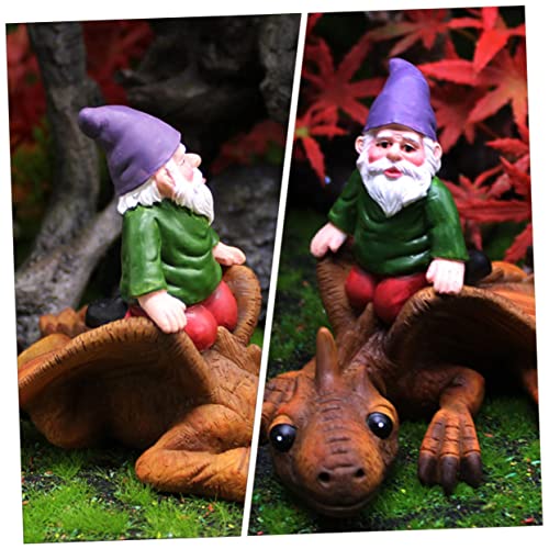 Toyvian Creative Resin Garden Gnome Dinosaur Statue Unique Outdoor Ornament for Home Adornment Durable Decorative Figurine for Patio Balcony Office and Garden Display