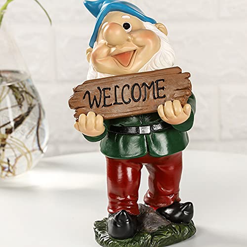 Funny Garden Gnome Statue, Garden Gnome Ornaments Outdoor, Resin Crafts Cartoon Dwarf Statue for Yard Lawn Decoration Gift