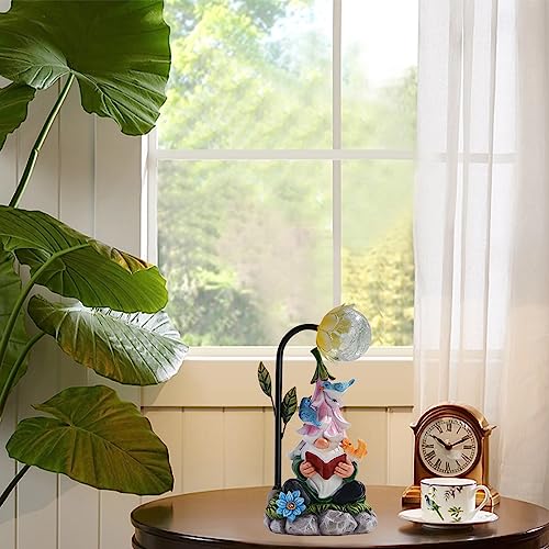 Garden Gnomes, Garden Gnomes for Outdoors, Solar Garden Gnome Resin Funny Garden Gnome Weatherproof Figure with LED Solar Lantern Gnome Garden Figures, Garden Lights for Patio, Lawn, Yard, Decor 25 cm