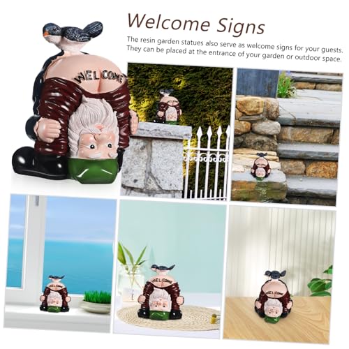 Cabilock 2pcs Funny Garden Gnomes Statues Resin Welcome Decorations for Home Cute Inverted Gnome Figurines for Outdoor Patio Unique Idea