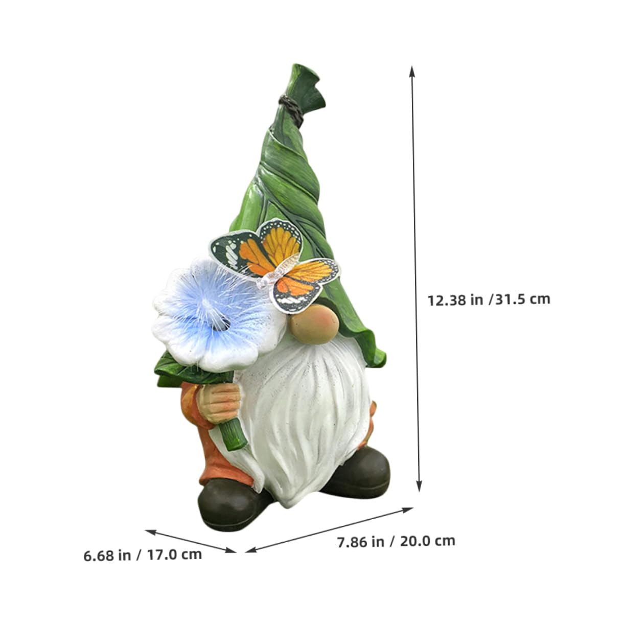 Toyvian Garden Gnome Sculpture with Solar Light Durable Resin Patio Decor for Outdoor Spaces Weather Resistant Lawn Ornament Present for Christmas Birthdays and Housewarming