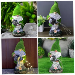 Cabilock Solar Powered Gnome Lamp Decorative Garden Gnome Ornament Resin Solar Light for Outdoor Lawn Creative Decor for Garden Parties and Events