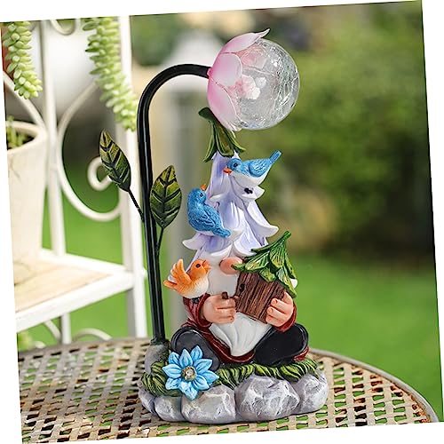 Toyvian Garden Gnome Figurine Solar Powered Resin Night Light Decorative Gnome Statue for Outdoor Lawn Garden and Desktop Decor Charming Glowing
