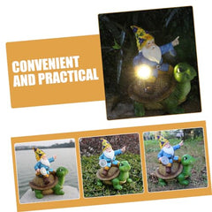 Happyyami Cartoon Solar Gnome Lamp Ornament Solar-Powered Resin Garden Decor for Outdoor Use and Weather-Resistant Unique Decoration for Home and Lawn