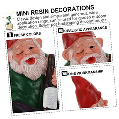 SUPVOX Lovely Dwarf Gnome Statue Resin Craft Miniature Cartoon Garden Ornament for Lawn Moss Succulent Decoration Cute Funny Sitting Drunken Figure for Outdoor and Home Display