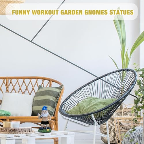 Garden Dwarf Statue - Dumbbell Weightlifting Gnome Sculpture, Handmade Garden Figurine | Weatherproof Resin Garden Dwarf Sculpture, Gnome Figurine Decoration with Vivid Expressions for Gardens, Courty