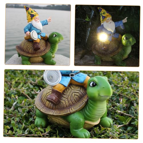 Happyyami Cartoon Solar Gnome Lamp Ornament Solar-Powered Resin Garden Decor for Outdoor Use and Weather-Resistant Unique Decoration for Home and Lawn