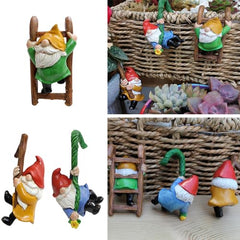 Mellshy 3Pcs Cute Climbing Gnomes Plant Pot Hanger Figurines Resin Hanging Gnomes Statue Planter Pot Decorations for Home Garden Patio Lawn Yard Ornaments